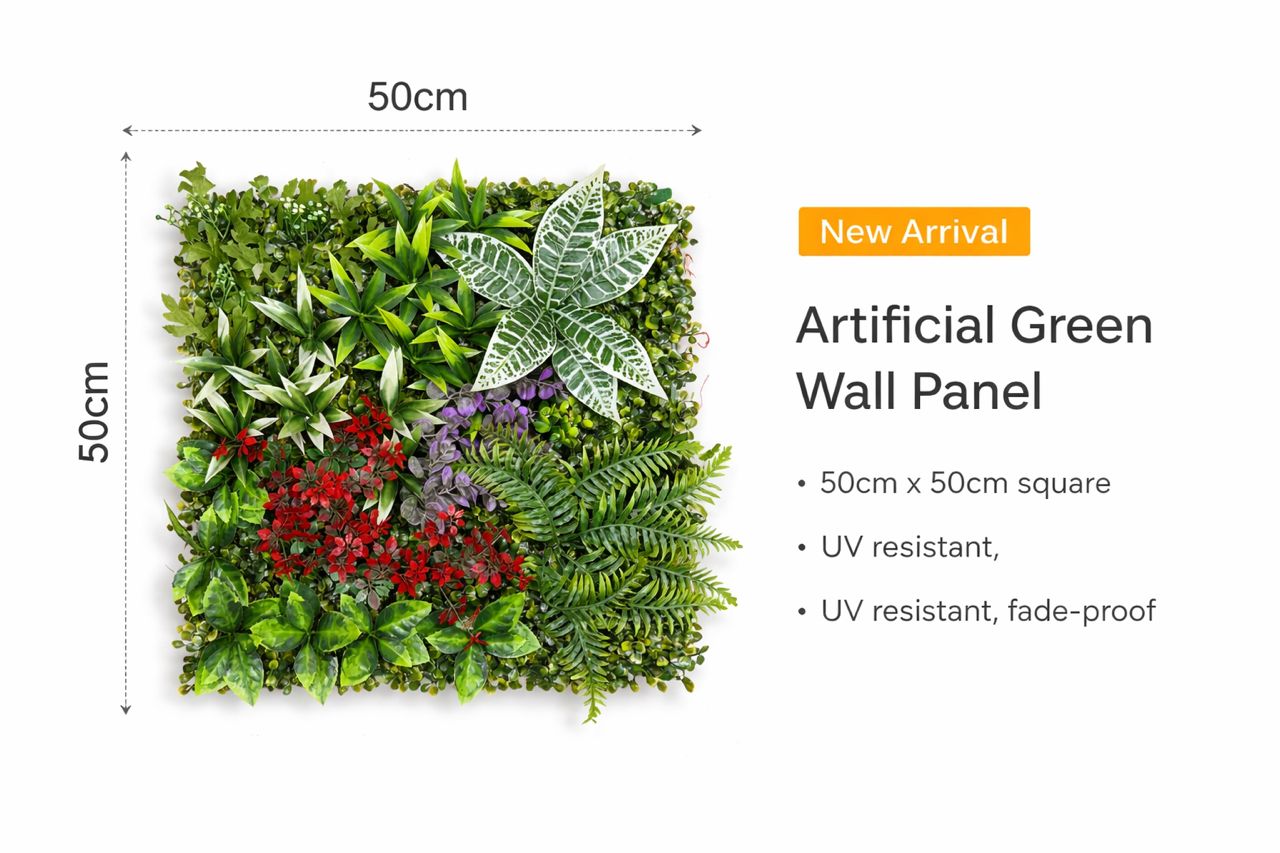 Artificial grass wall panel by Alton Flowers N Gifts, showcasing lush green carpets and plants for home decor and events.