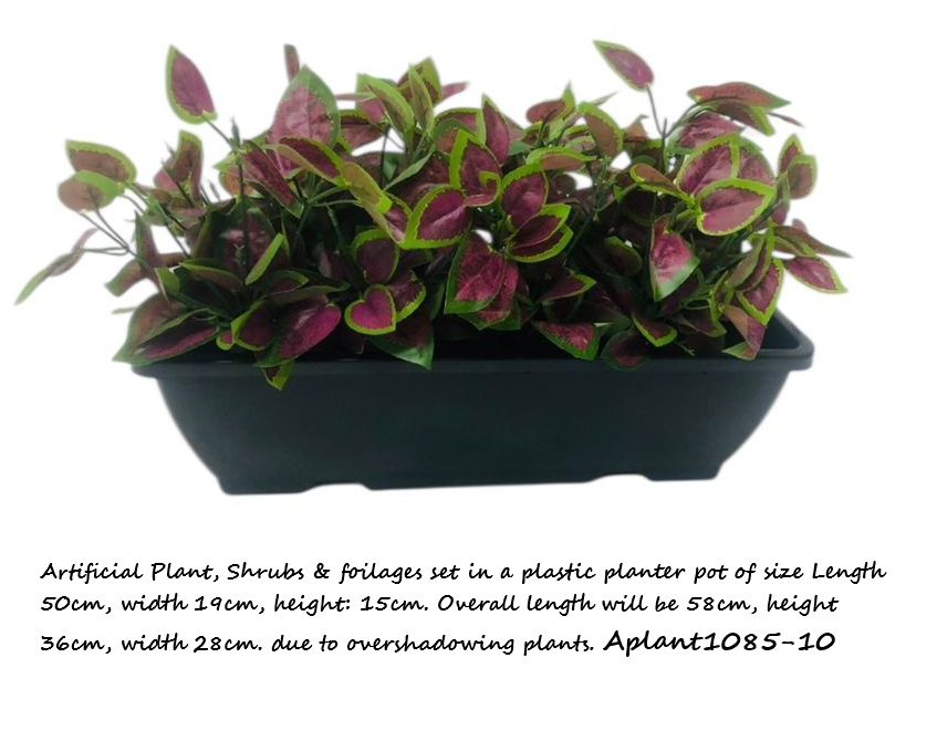 35cm Artificial Plant Mini Eucalyptus Bush Foliage in Plastic Rectangle Planter Pot Aplant1085