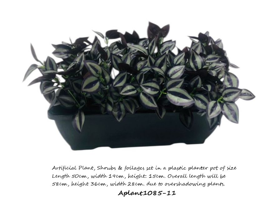 35cm Artificial Plant Mini Eucalyptus Bush Foliage in Plastic Rectangle Planter Pot Aplant1085