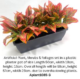 35cm Artificial Plant Mini Eucalyptus Bush Foliage in Plastic Rectangle Planter Pot Aplant1085