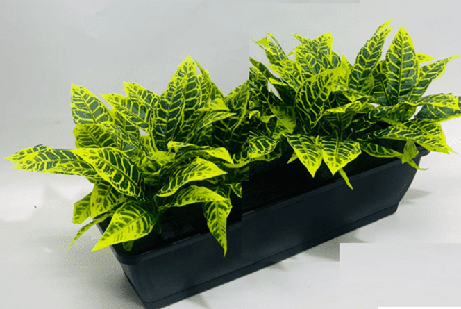 35cm Artificial Plant Mini Eucalyptus Bush Foliage in Plastic Rectangle Planter Pot Aplant1085