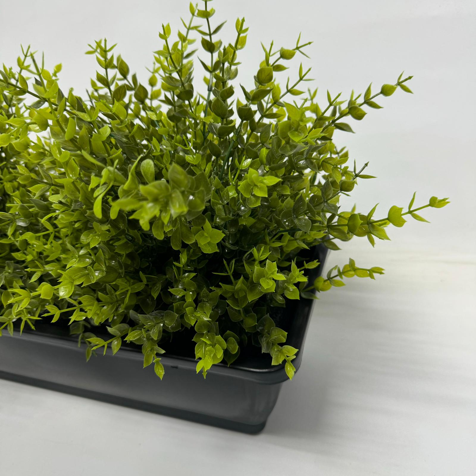 35cm Artificial Plant Mini Eucalyptus Bush Foliage in Plastic Rectangle Planter Pot Aplant1085