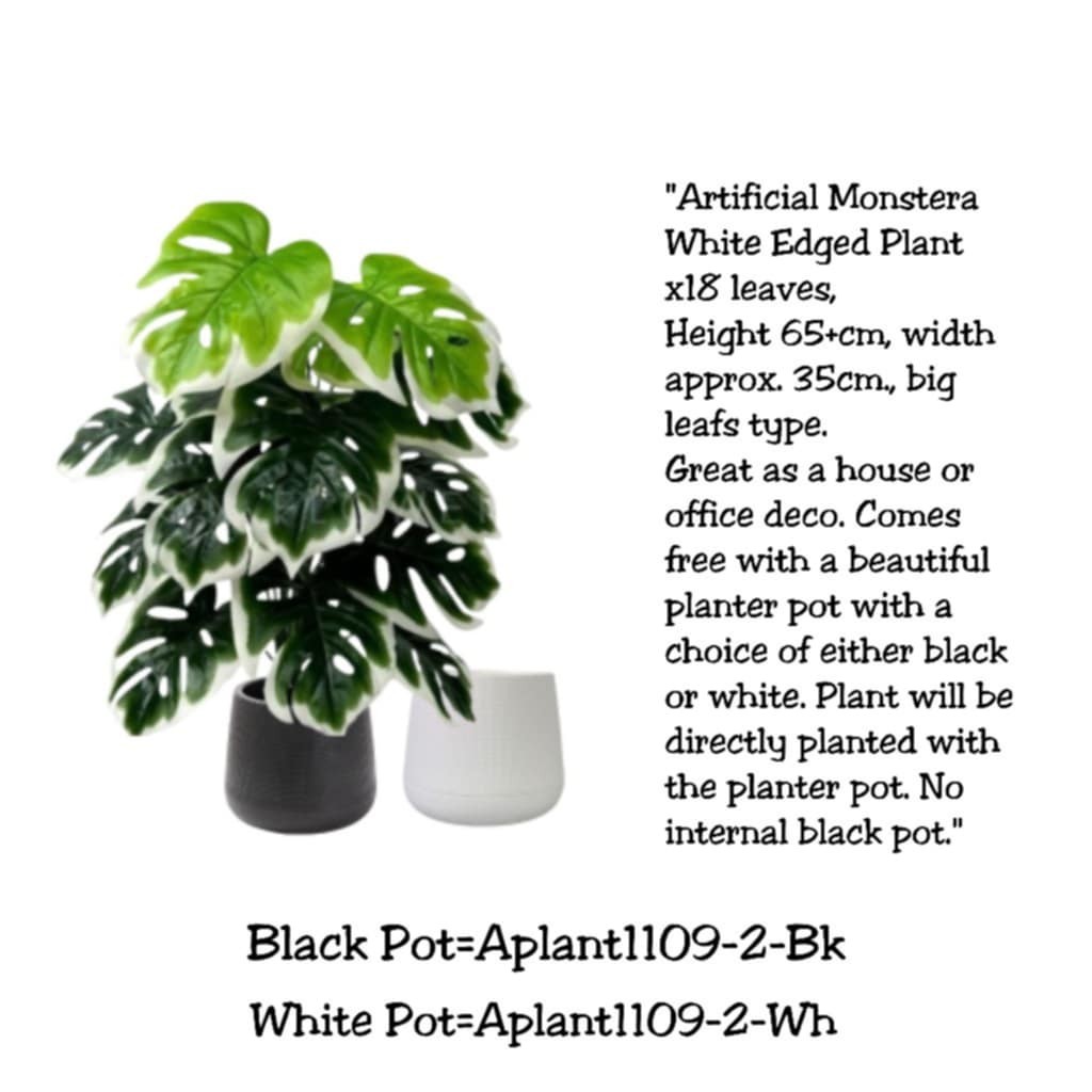 65cm Plant Artificial Monstera Plant White Edge, Money Plant, shrubs, foilages, Plant 18 leaves Aplant1109-2