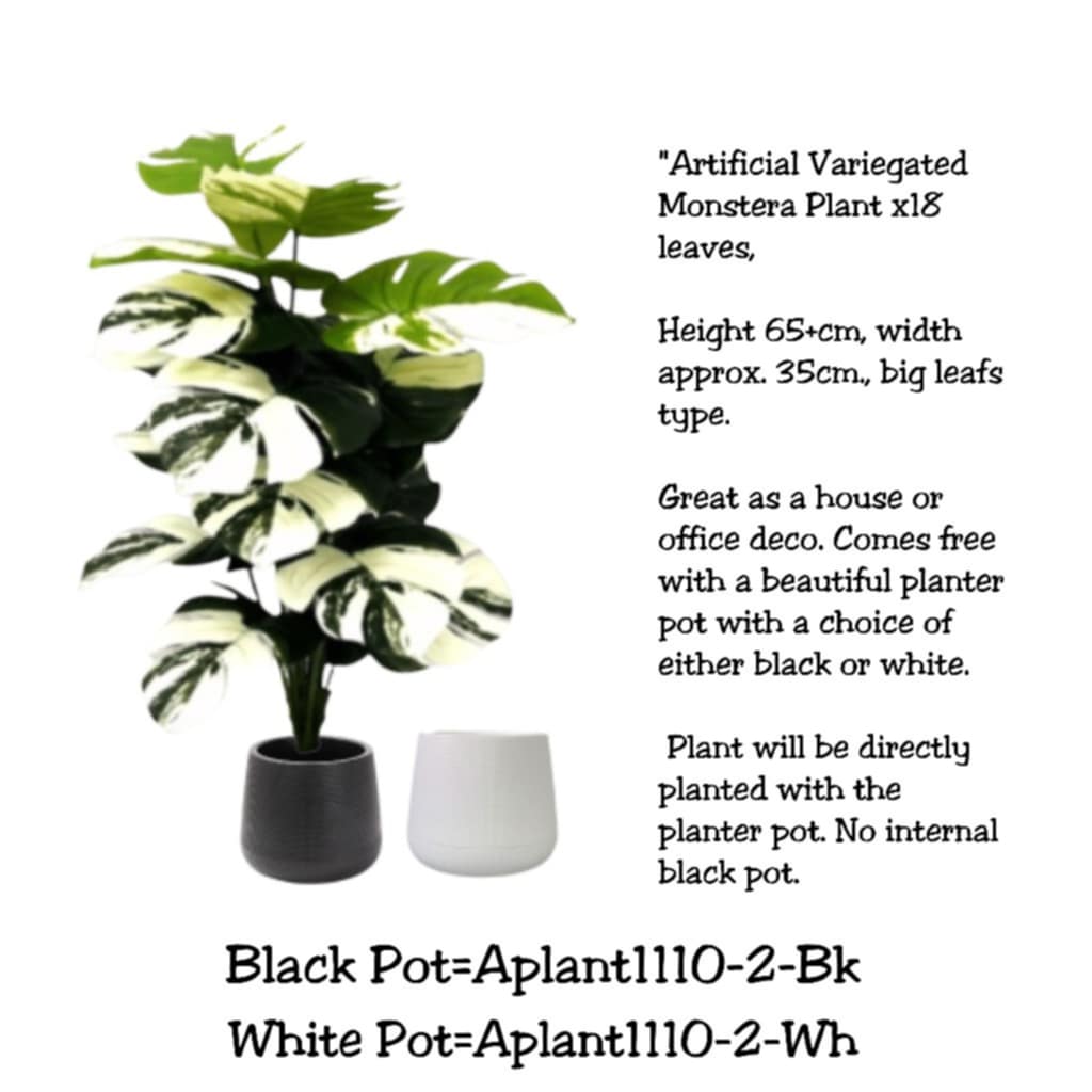 65cm Plant Artificial Variegated Monstera Albino Plant Money Plant, shrubs, foilages, Plant 18 leaves Aplant1110-2