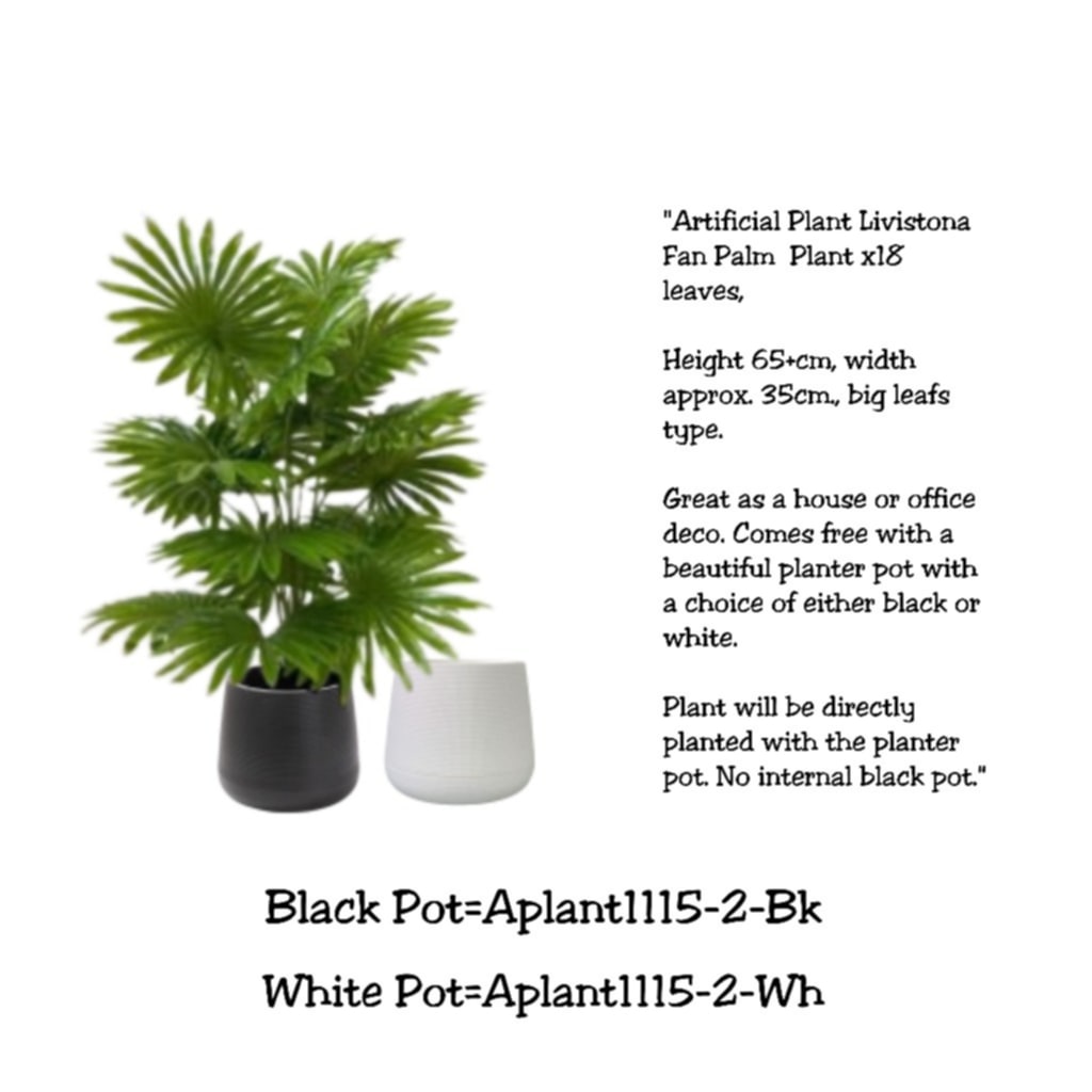 65cm Artificial Plant Livistona Fan Palm Plant, Money Plant, shrubs, foilages, Plant 18 leaves Aplant1115-2