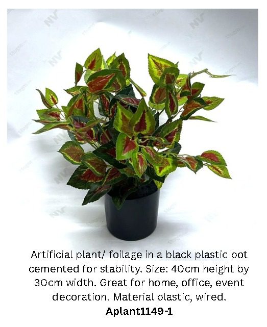 40cm Artificial Coleus Plant – Vibrant Red-Green Faux Leaves in Pot Aplant1149-1