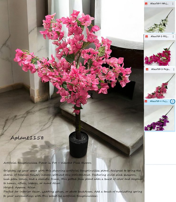 90cm Artificial Bougainvillea Plant in Pot, office deco, home, workplace, events Aplant1158-1-Wh