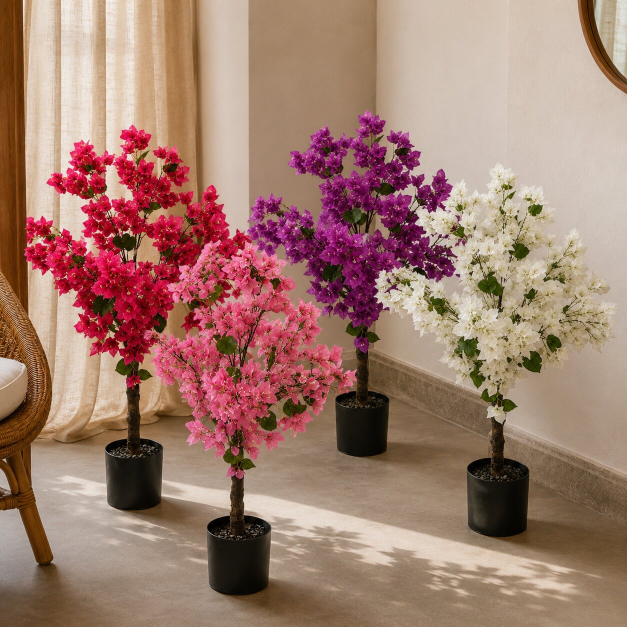 90cm Artificial Bougainvillea Tree | Potted Faux Vibrant Flowering Plant