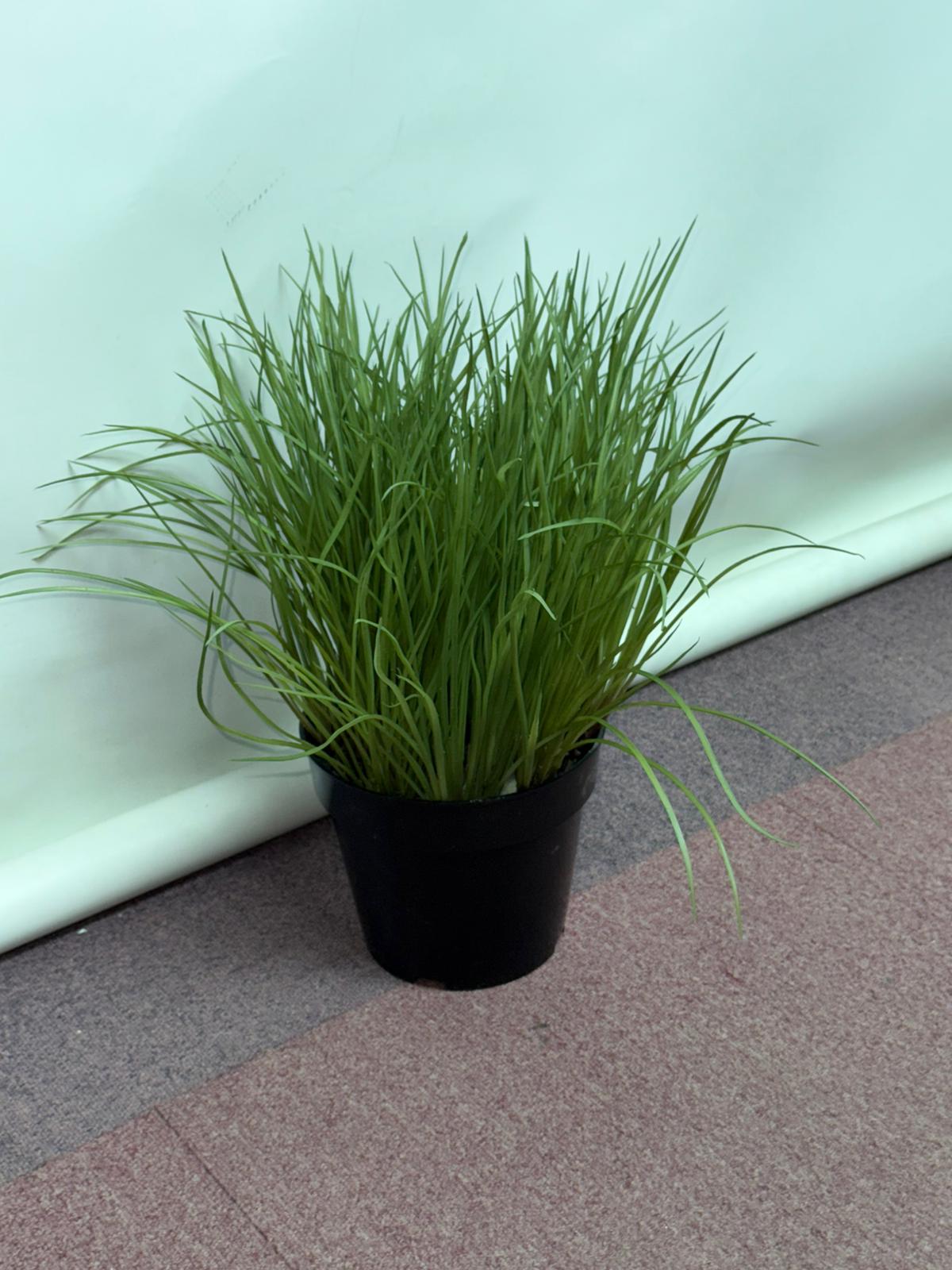 Artificial 45cm grass plant in pot by Alton Flowers, ideal for home decor, garden, balcony, and event decoration.