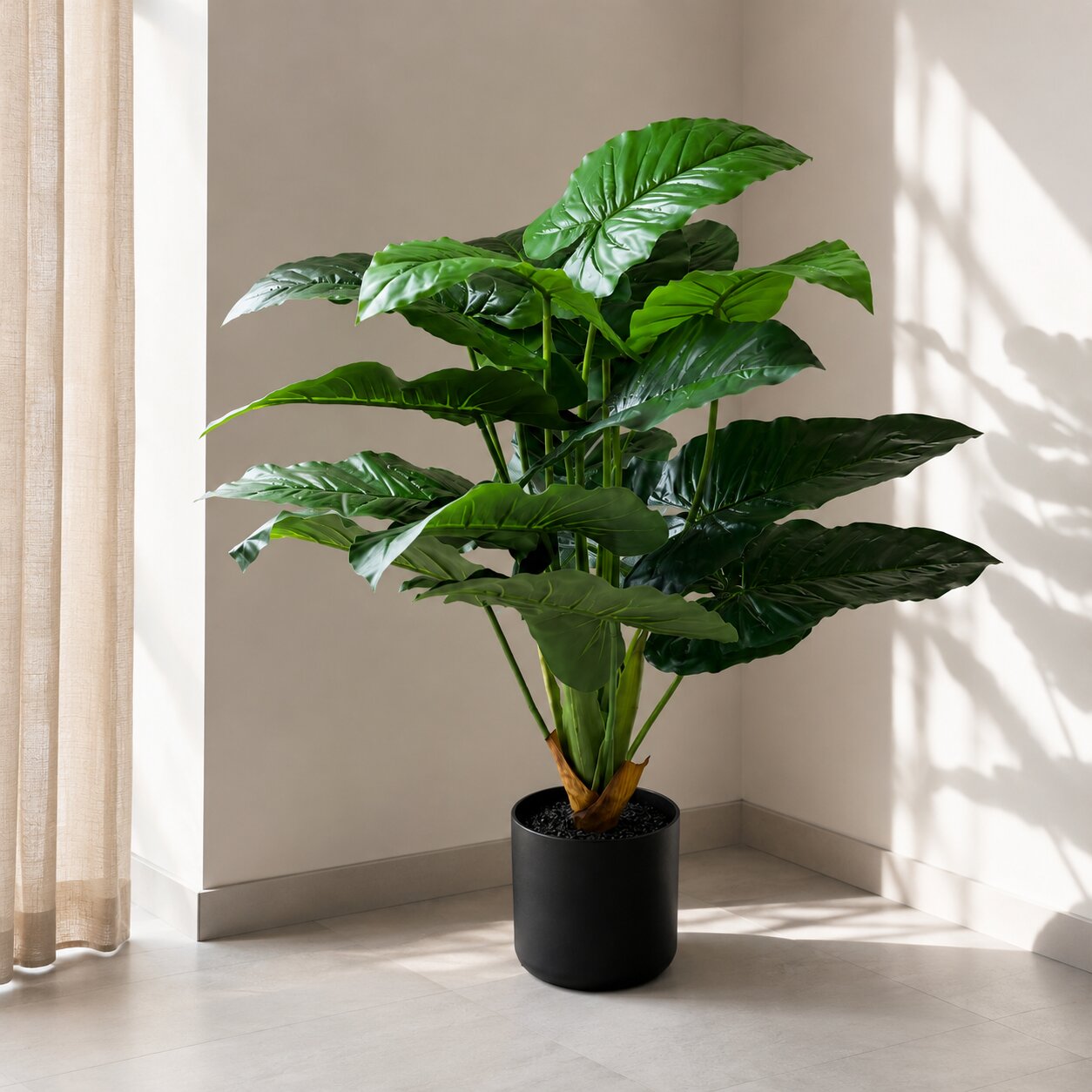 80cm Artificial Bird's Nest Anthurium Tree | Faux Wave Leaf Tropical Ribbon Bush