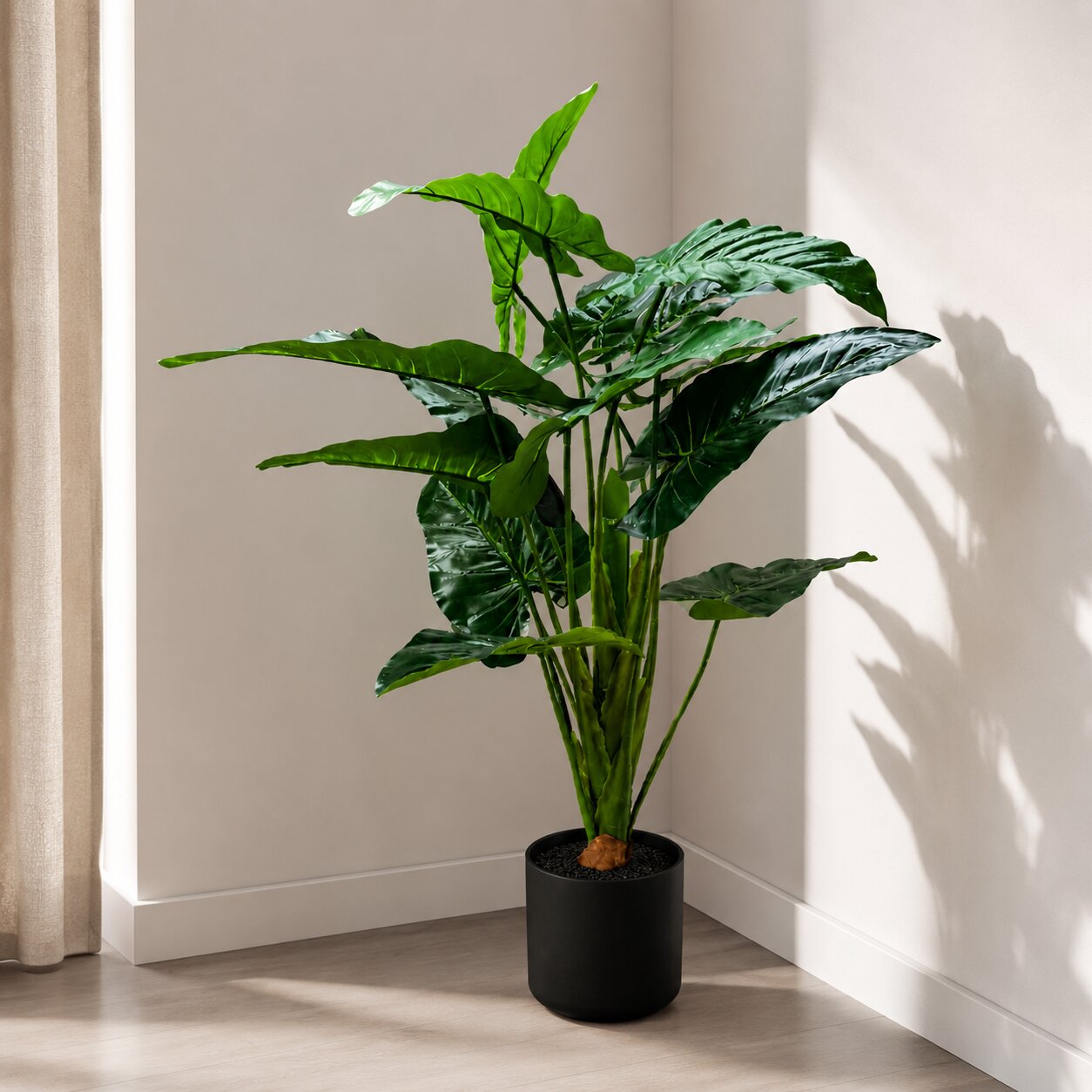 80cm Artificial Giant Taro Elephant Ear Plant | Potted Faux Alocasia Macrorrhizos Tree
