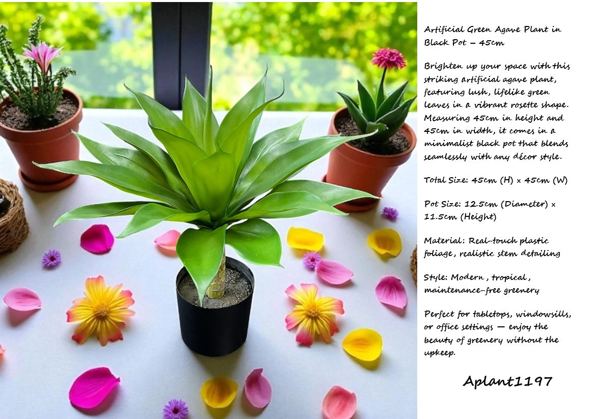Artificial agave plant, 32cm succulent shrub for home decor, realistic Alton Flowers faux plant in a decorative setting
