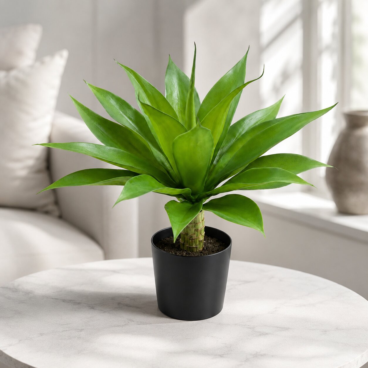 Alton Flowers 32cm artificial agave succulent plant for home decor, showcasing lush green foliage and realistic shrub appearance.