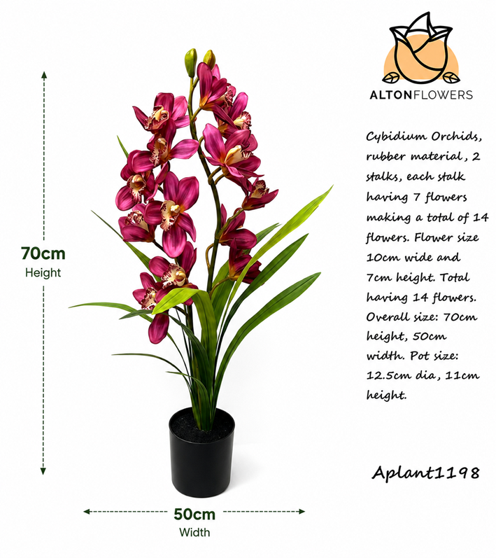 70cm Real Touch Potted Artificial Orchid – Faux Flower Plant for Home & Office Decor