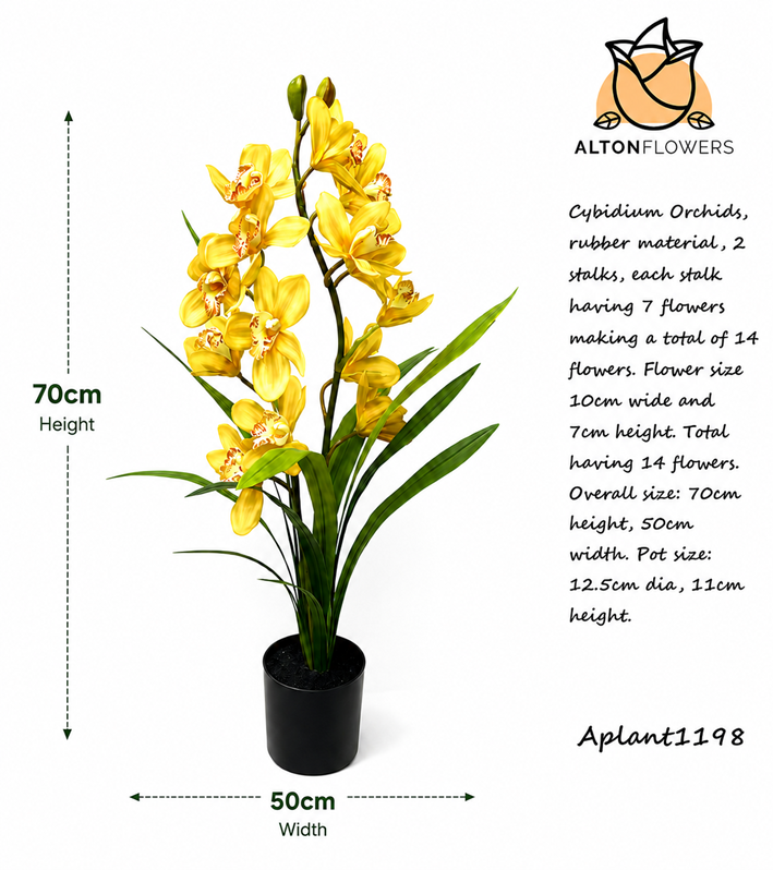 70cm Real Touch Potted Artificial Orchid – Faux Flower Plant for Home & Office Decor