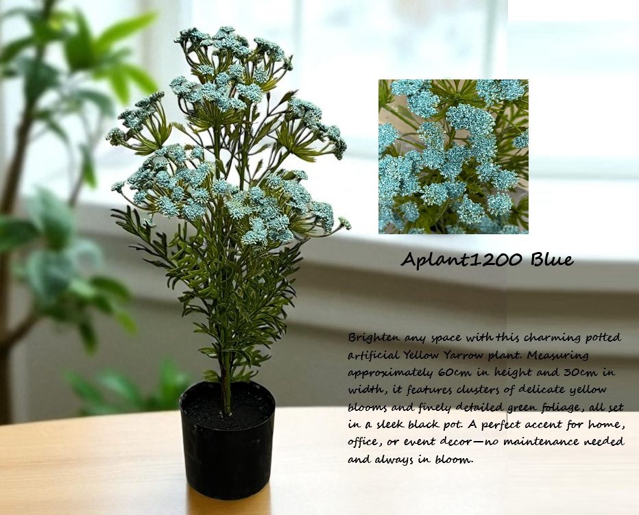 60cm Real Touch Potted Artificial Yarrow Plant – Faux Flower Plant for Home & Office Decor Aplant1200