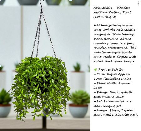 Plant Artificial, Faux Plants, Home Decor, events, gardens, Potted Plants, hanging, celling Aplant1205