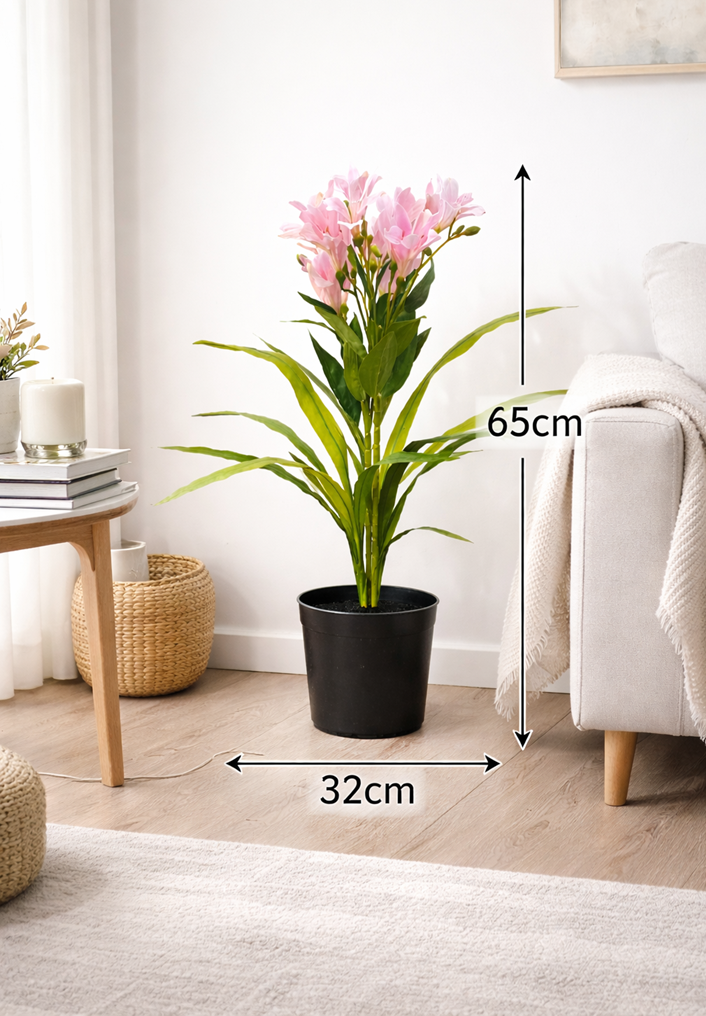65cm Premium Faux Freesia Plant Arrangement | Office Lobby & Living Room Decor, Plants, events, flower, artificial