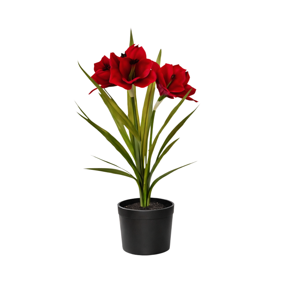 60cm Elegant Artificial Amaryllis Plant in Black Pot