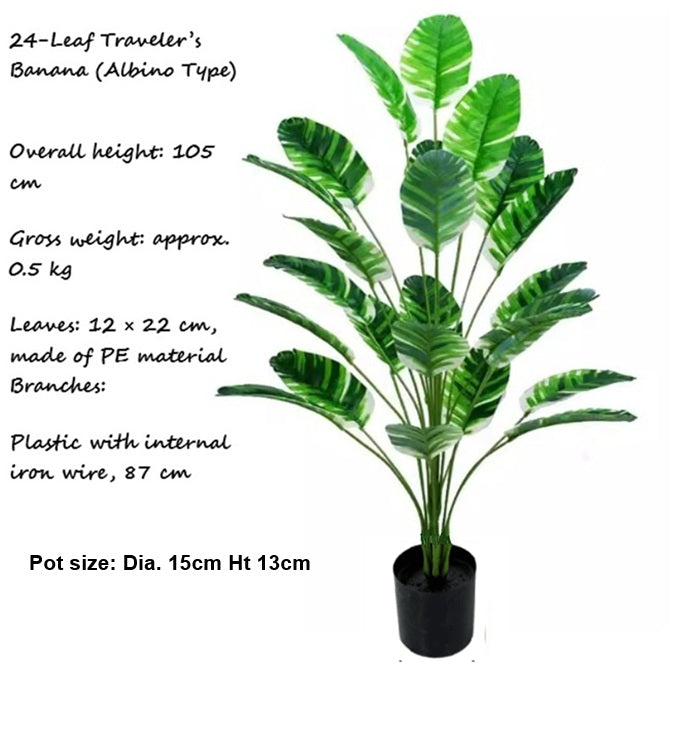 105cm Artificial Traveler’s Banana Plant (Albino Type) – 105cm, 24 Leaves Aplant1250-1