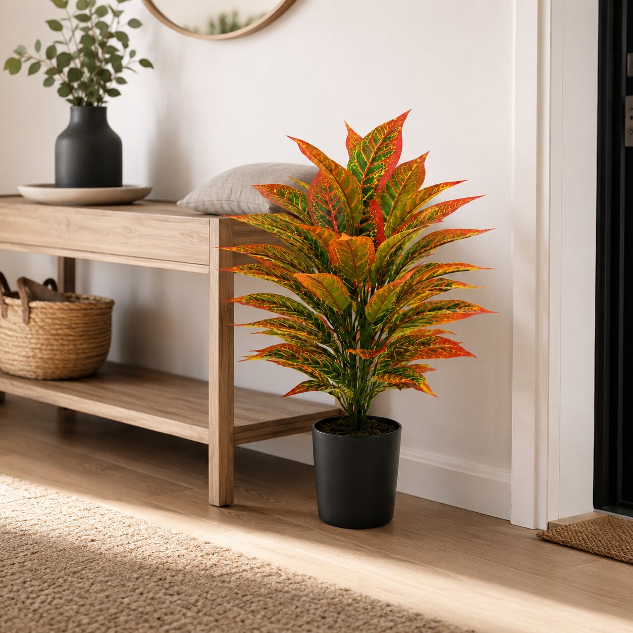 70cm Artificial Colourful Croton Plant – 68cm Tall (52 Leaves)