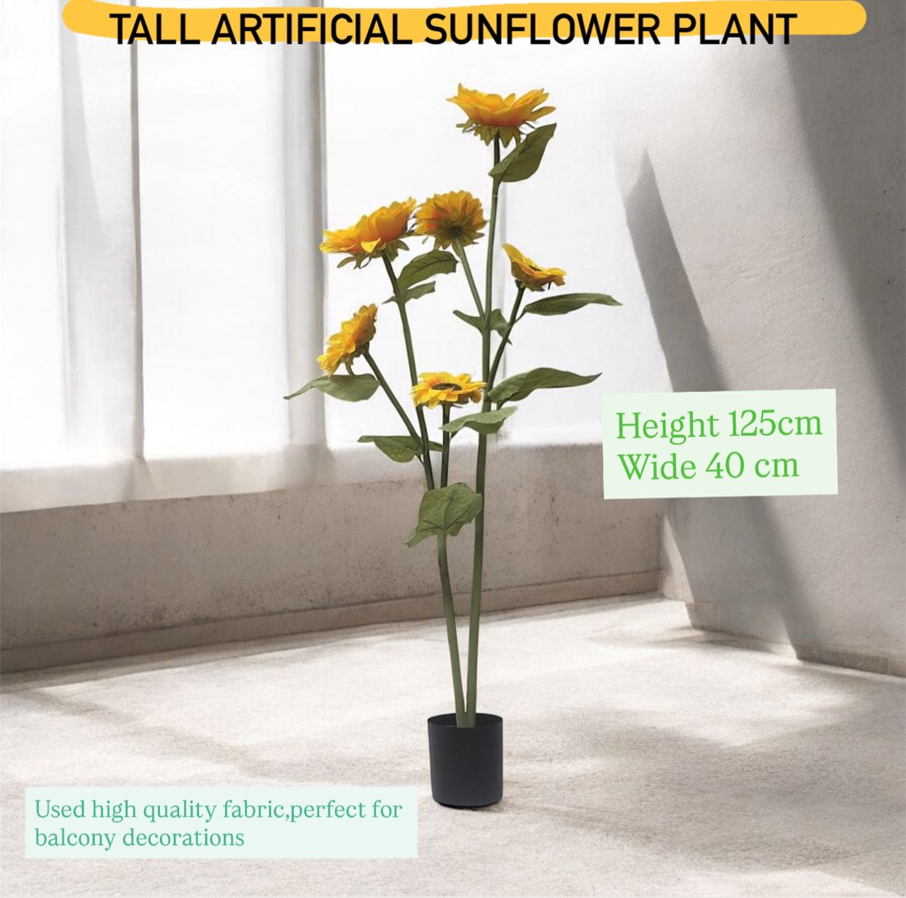 125cm Tall artificial sunflower plant Aplant1281