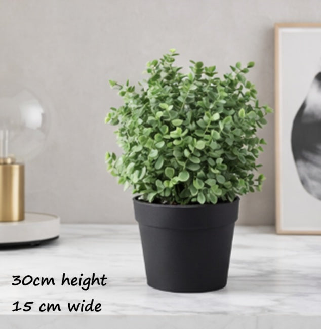 30cm Plant Eucalyptus Bush in a Black Plastic Pot | Artificial Plants | Small Faux Plants Aplant1289 - Alton Flowers