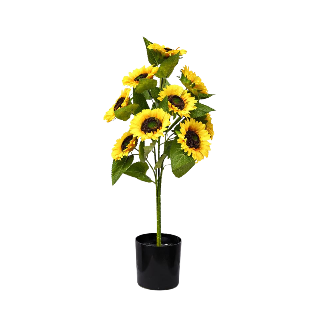 70cm Artificial Sunflower arrangement in a sleek black pot