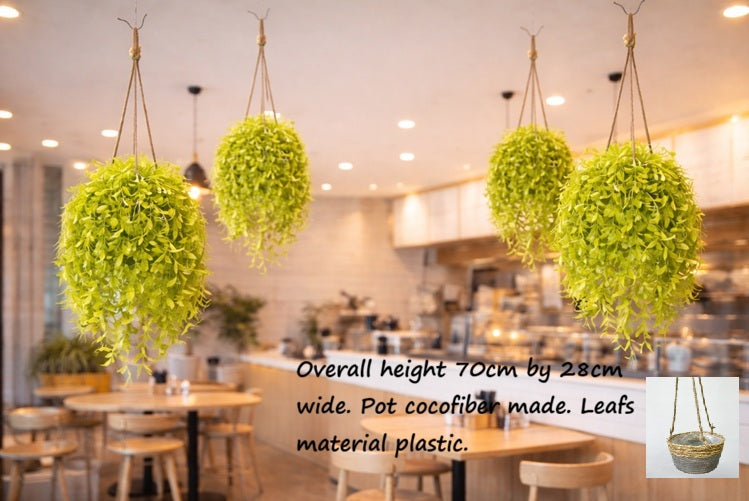 Artificial Hanging Plant, Raindrop Succulent in a cocofiber pot Aplant1301-3