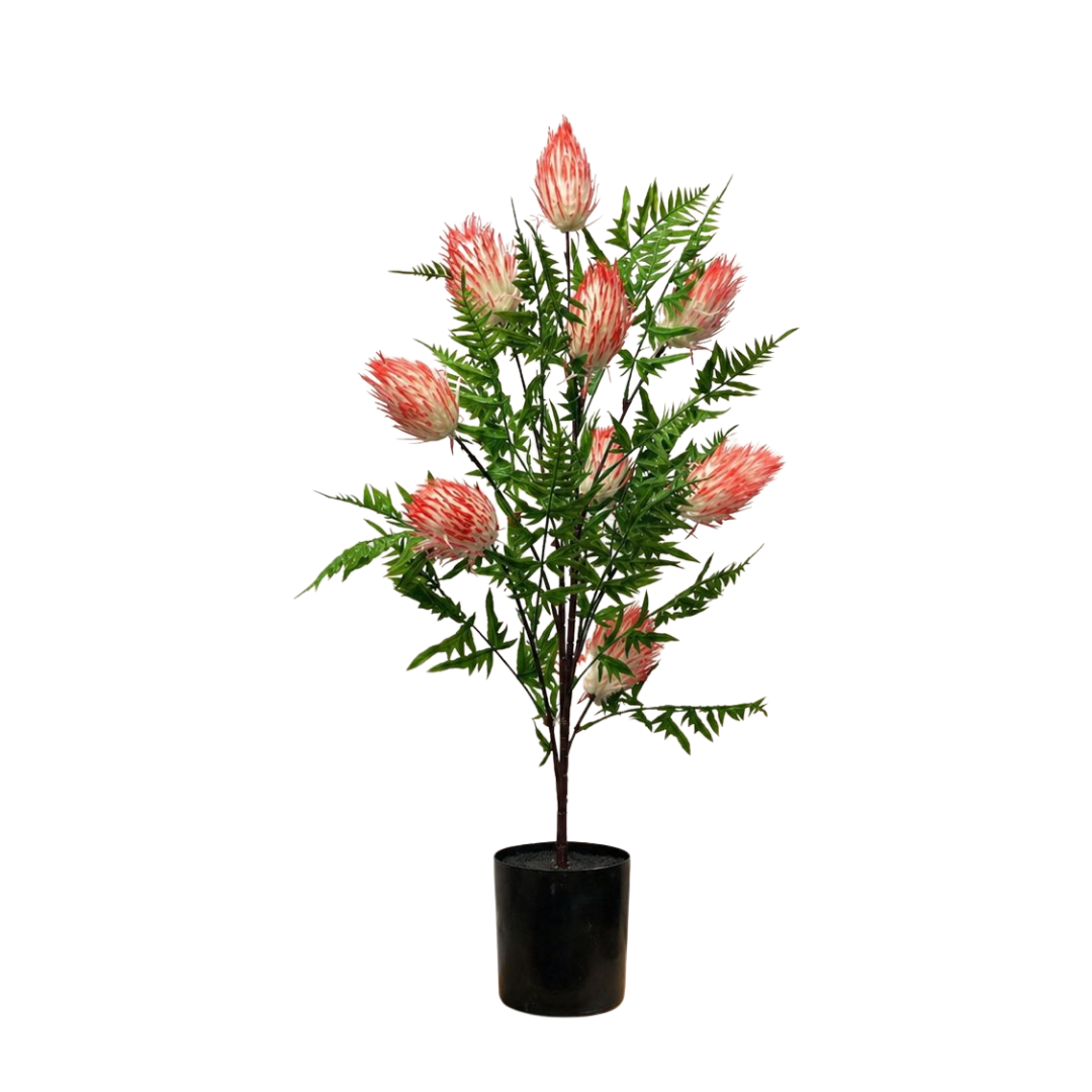 80cm Artificial Protea Flower Plant in Black Pot