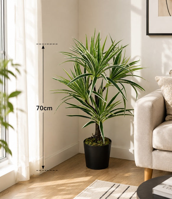 70cm Artificial White Spider in Black Pot