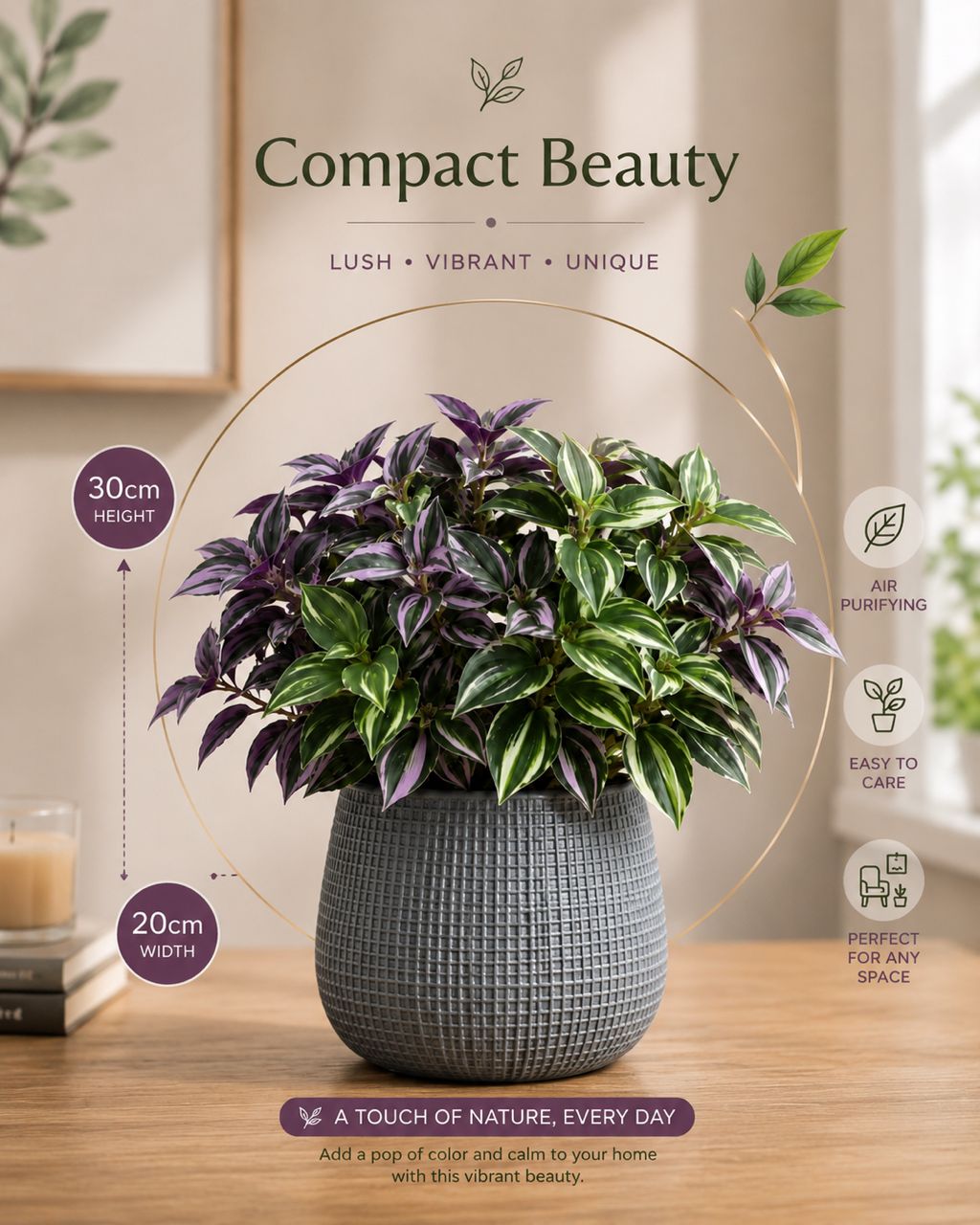 30cm Artificial Bush Leaves Arranged in Vase Home Office Graden Events Decor
