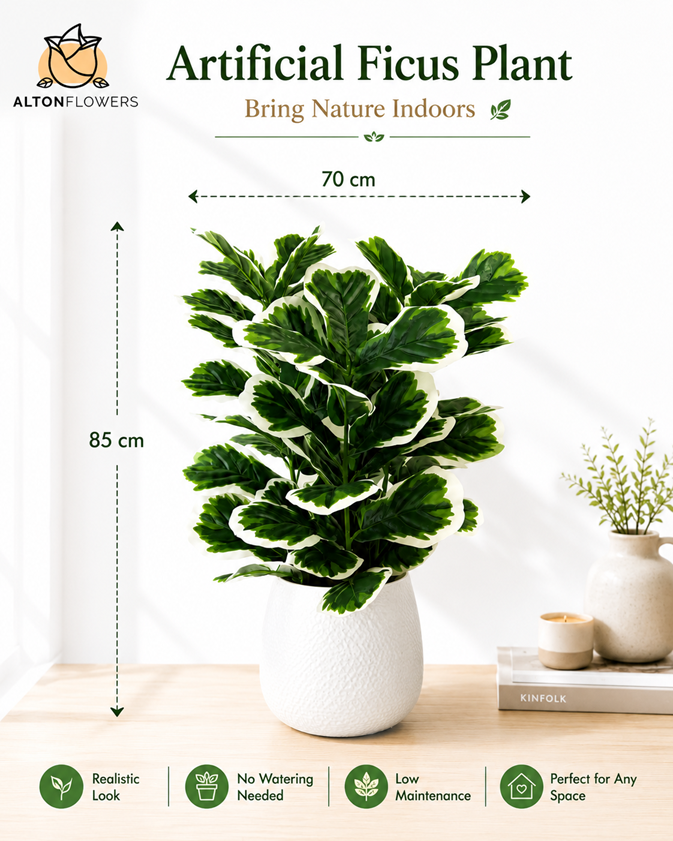 85cm Artificial Ficus Plant in White Pot