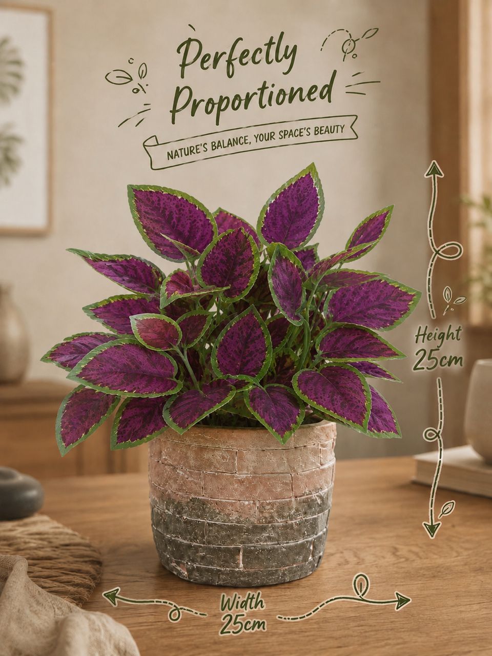 25cm Elegant Artificial Potted plant with Realistic leaves