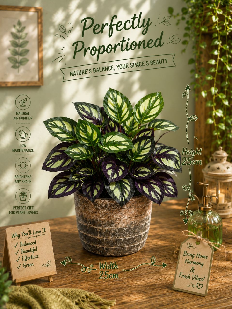 25cm Elegant Artificial Potted plant with Realistic leaves