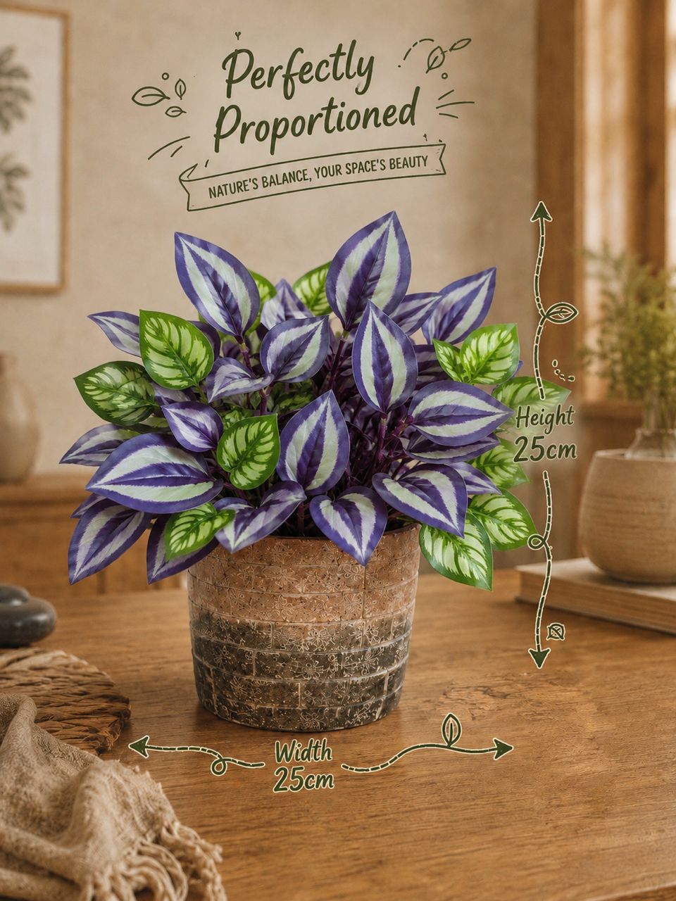 25cm Elegant Artificial Potted plant with Realistic leaves