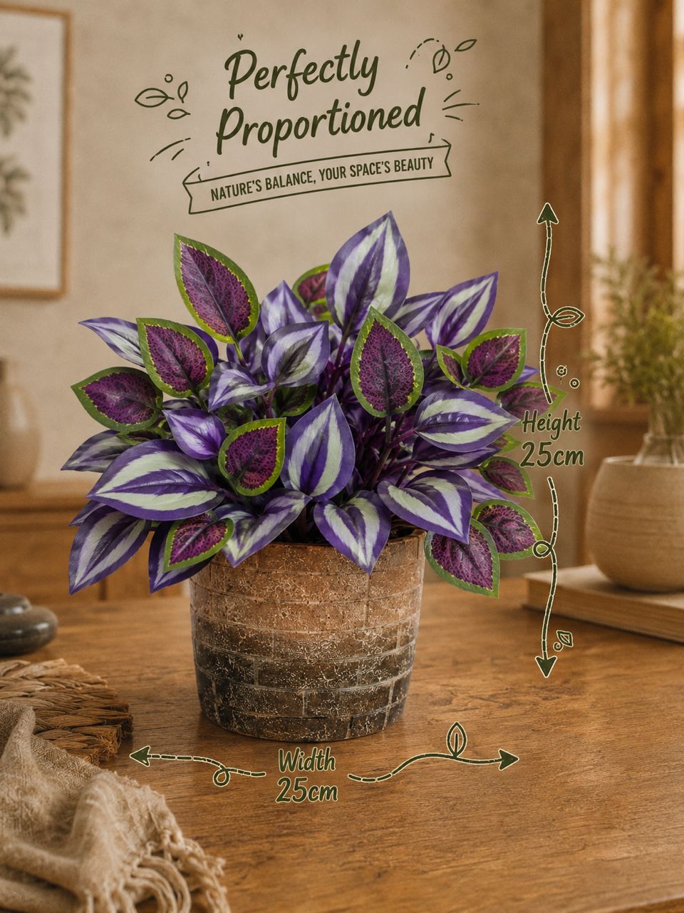 25cm Elegant Artificial Potted plant with Realistic leaves