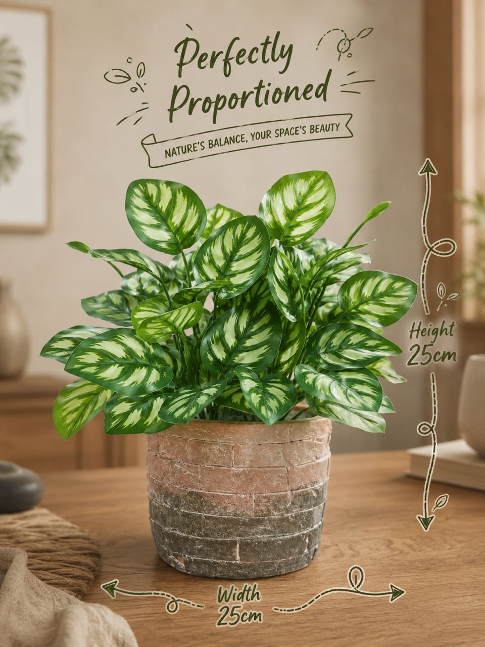 25cm Elegant Artificial Potted plant with Realistic leaves