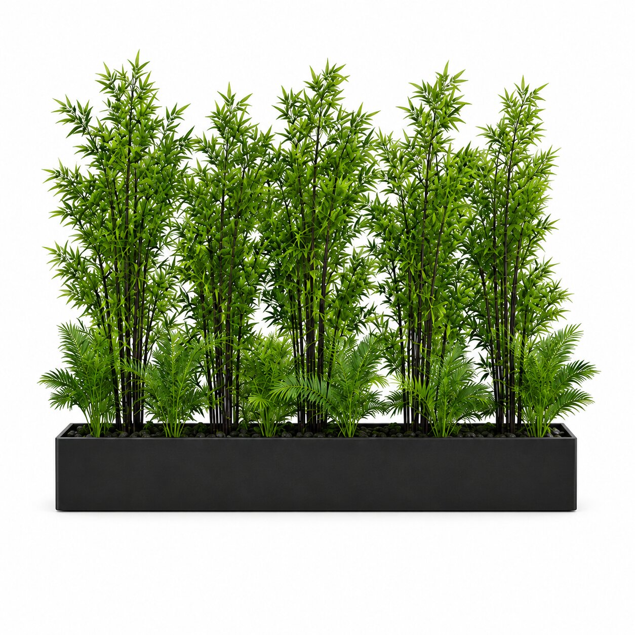 Tall 190cm artificial bamboo and Raphis palm planter by Alton Flowers, lush green privacy divider for indoor or outdoor use.