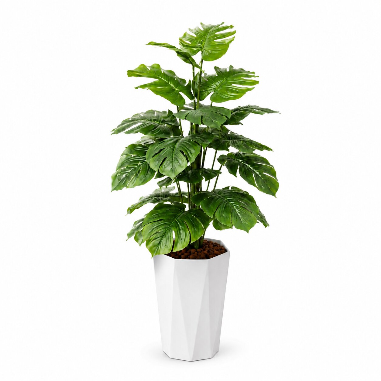 Artificial plant with 18 green leaves, 75cm tall, from Alton Flowers, showcasing realistic foliage in a natural setting.