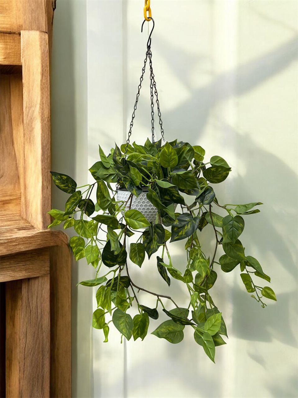 Artificial Plant Philo/Money Plant in Hanging Plastic Pot. Aplant457