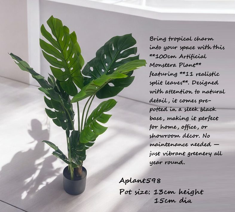 Monstera Plant 100cm x 11 leaves Artificial Home Office Garden Events Aplant598
