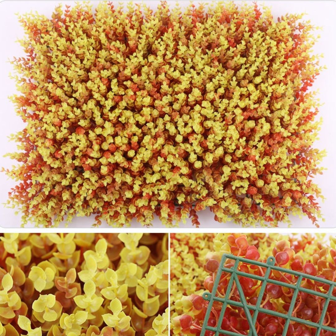 Artificial Greenery Panel Orange Eucalyptus Wall Carpet Grass Plant Wall Backdrop Hanging Scenery Aplant915