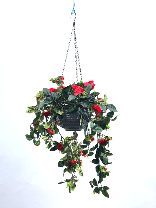 Hanging Plant Rose Bush Artificial with Pot, home decor, garden,events, Aplant942