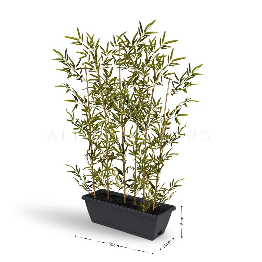 120cm-150cm Plant Artificial Bamboo leaves with Natural Trunks set in a plastic planter pot, home decor, events, garden Aplant944