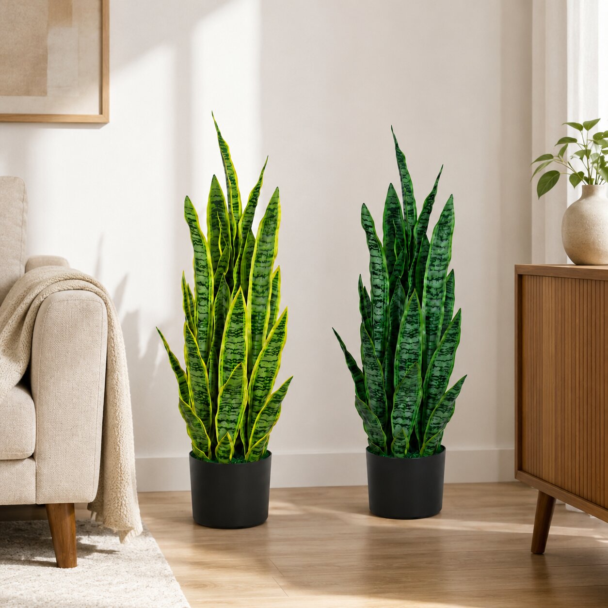 90cm Artificial Sansevieria Snake Plant – Potted Faux Indoor Plant