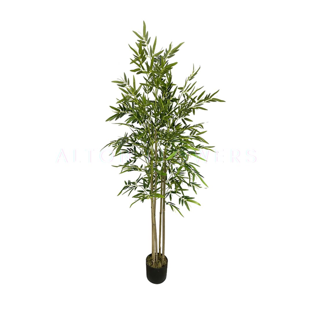 Artificial bamboo potted plant from Alton Flowers, 160cm tall with realistic faux bamboo in a decorative pot.