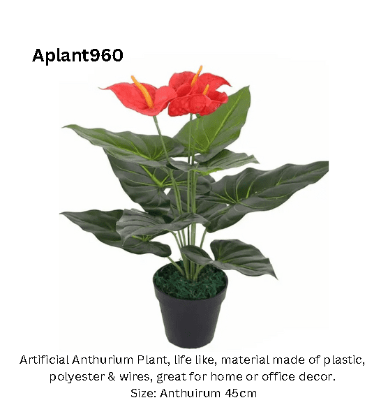 45cm Plant Artificial Anthurium, life like, home decor, garden, events Aplant960