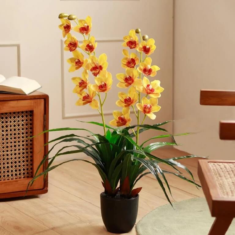 85cm Artificial Cymbidium Orchid Plant – Potted Orchid Flower Arrangement