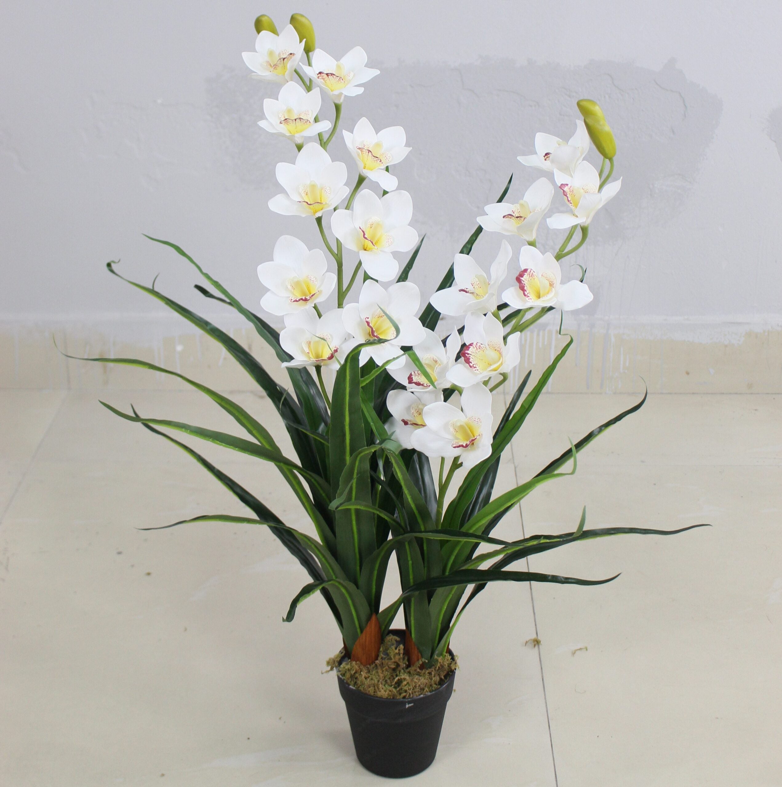 85cm Artificial Cymbidium Orchid Plant Flowers with Pot, home decor, gardens, events, office, balcony Aplant963